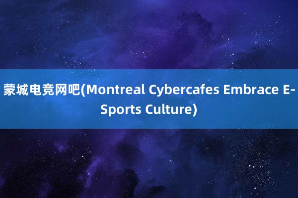 蒙城电竞网吧(Montreal Cybercafes Embrace E-Sports Culture)